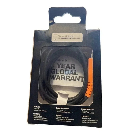 Skullcandy Line Charging Cable USB-A to Micro-USB 4ft Long, 12W Rapid Charge New - Picture 2 of 2